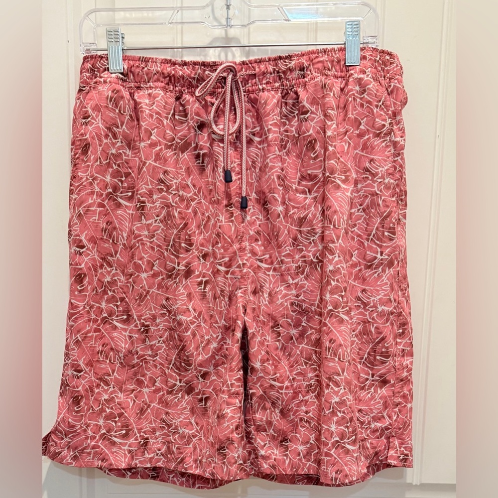 Peter Millar Men's Cape Red Seaside Pacific Palms Graphic Print 8" Swim Trunks